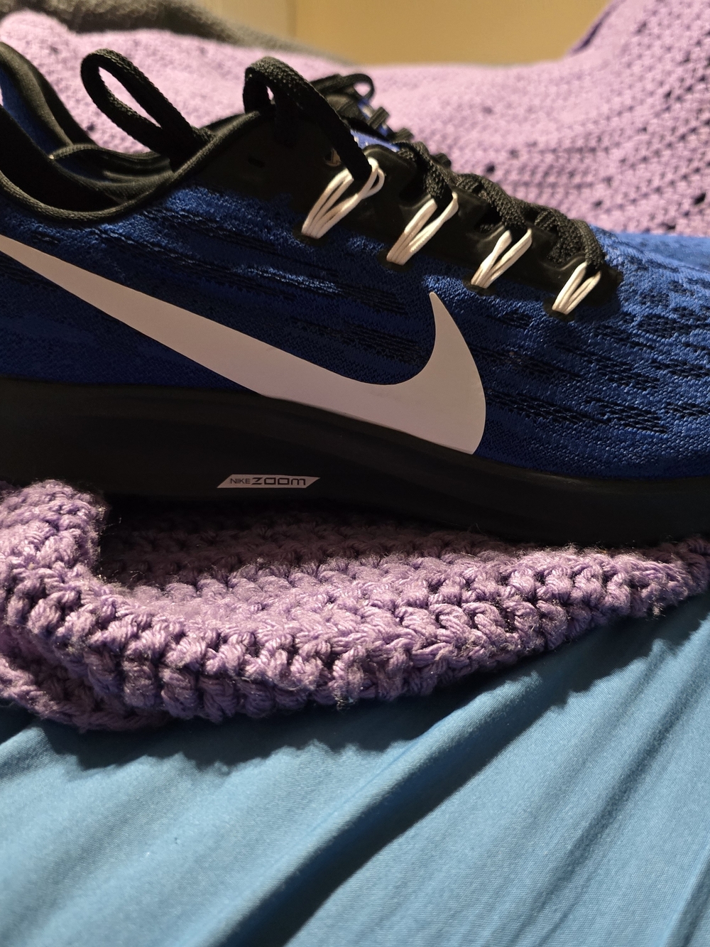 Nike men's Running Shoe - Blue/Black with White Swoosh UK